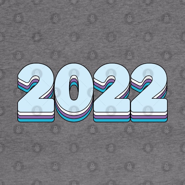 Year 2022 Happy New Year Retro Rainbow Blue Purple by RetroDesign